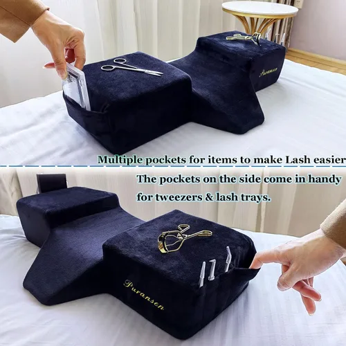 Miniatura 3 de Puransen Almohada de cabeza para amarre, almohada ergonómica de espuma viscoelástica con organizadores laterales, soporte para cuello y espalda