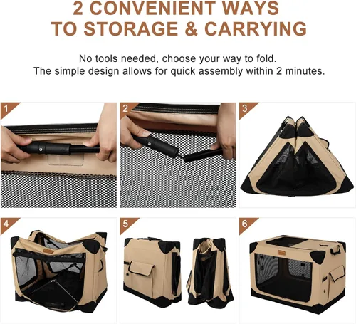 Miniatura 4 de Garnpet Jaula Plegable Suave para Perros de 36 Pulgadas para Perros Grandes, Jaula de Viaje Plegable de 4 Puertas con Ventanas de Malla Duraderas