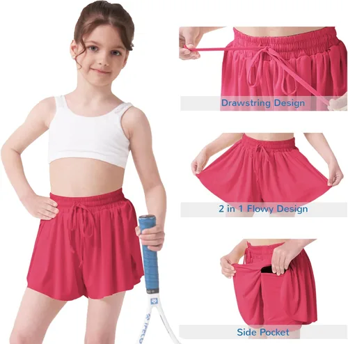 Miniatura 2 de Pantalones cortos fluidos con diseño de mariposa para niñas, pantalones cortos deportivos para niñas, pantalones cortos de mariposa para niños