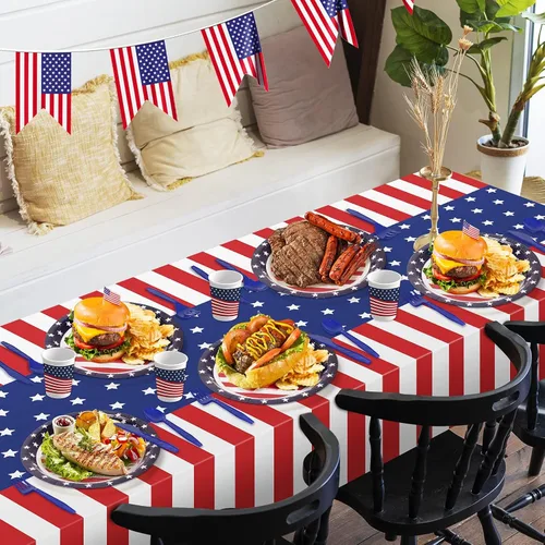 Miniatura 4 de Childom Suministros para fiesta patriótica, juego de 152 piezas de fiesta temática de bandera estadounidense, decoraciones de fiesta patriótica
