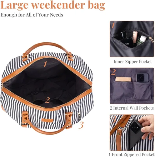 Miniatura 10 de Oflamn Bolsa de fin de semana para mujer, bolsa de lona para la noche, bolsa de viaje grande, bolsa de viaje con compartimento para zapatos, juego
