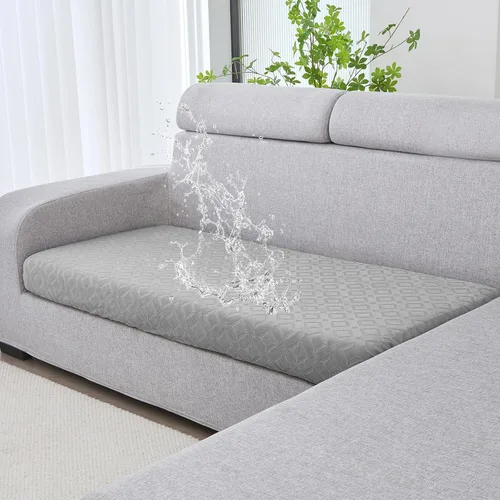 Miniatura 18 de Genina Fundas de cojín para sofá impermeables, fundas elásticas para sofá seccional, funda de cojín lavable, antideslizante, con parte inferior