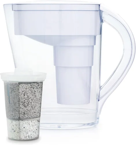Santevia Mina - Jarra de filtro de agua alcalina | Sistema de filtro de agua de 9 tazas que añade minerales y hace agua alcalina | Filtro de agua