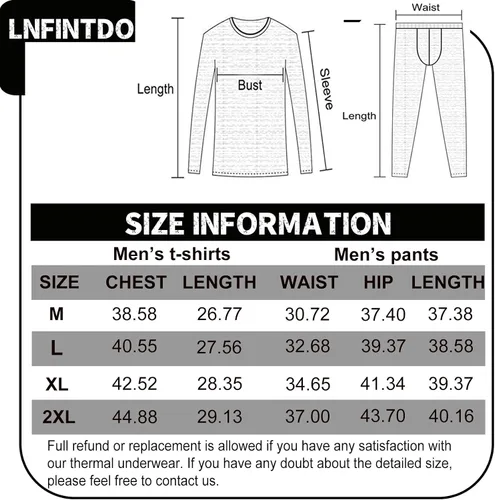 Miniatura 6 de LNFINTDO Ropa interior térmica para hombre, pantalones largos con forro polar, ropa interior larga cálida para invierno, capa base, pantalones