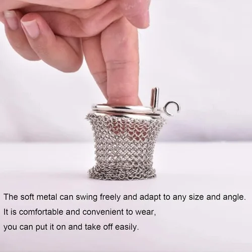 Miniatura 5 de MFMYEE Jaula para pene SM de acero inoxidable, jaula de malla para el pene con 4 anillos para la polla, juego de dispositivos de castidad masculina