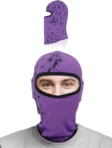 Máscara de esquí de anime con diseño Pasamontañas púrpura Cm negro A verano Skii y máscaras de invierno para hombres y mujeres, cubierta facial