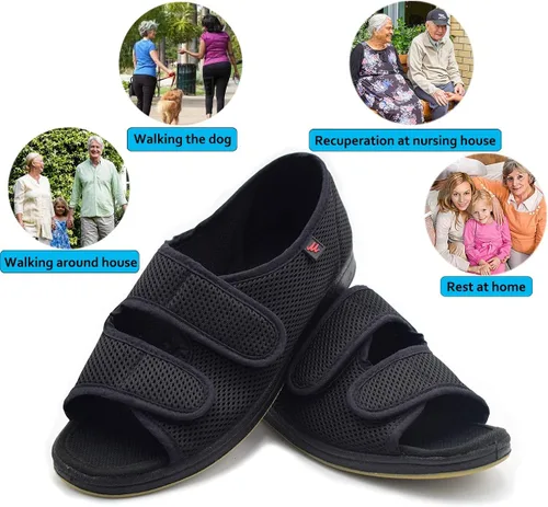 Miniatura 6 de Mei MACLEOD Cómodas pantuflas de casa con edema y artritis para diabéticos y pies planos hinchados para mujer, 10 ancho