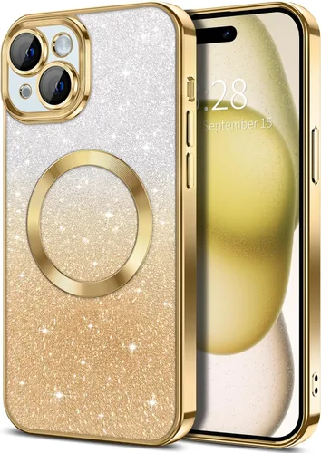 Miniatura 166 de Hython Funda para iPhone 13 Pro transparente con purpurina magnética [compatible con MagSafe] Protector completo de lente de cámara delgado