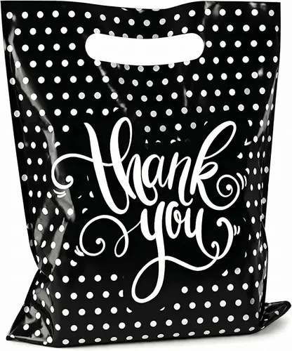 Miniatura 10 de Pequeñas bolsas de agradecimiento con asas (9 x 12) – Bolsas de plástico para compras, joyas, accesorios, recuerdos de fiesta, mercancía