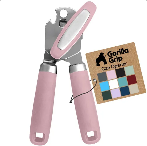 Miniatura 10 de GORILLA GRIP Abrelatas manual de acero inoxidable resistente con borde liso y abrebotellas, mango suave y cómodo, perilla giratoria de mano de gran