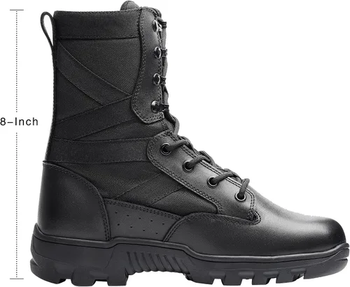 Miniatura 54 de Botas militares de WIDEWAY para hombres, botas de combate de jungla tácticas de cuero resistente al deslizamiento, negras, para hombres, todo
