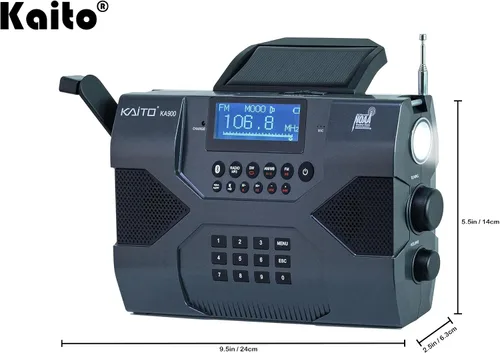 Miniatura 3 de Kaito Radio de Emergencia Voyager Max KA900 Dínamo Digital Solar, a Manivela, a Cuerda, AM/FM/SW y NOAA, Receptor de Radio Estéreo del Tiempo