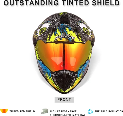 Miniatura 4 de Cascos de Dirt Bike ATV MX Motocross Cascos de Cuatro Ruedas para Adultos Cascos de Motocicleta Deportivos Duales Todoterreno para Hombres Mujeres