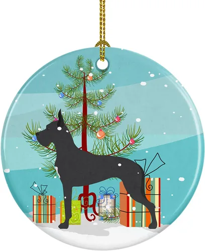 Miniatura 70 de Caroline's Treasures Bulldog inglés «Merry Christmas» adorno de cerámica para árbol de Navidad, decoración colgante para el hogar, Navidad, fiestas