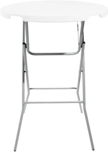 Miniatura 10 de PRO&Family Mesa portátil plegable plástica redonda de 32 pulgadas, blanca, altura superior de la barra de la tabla para los acontecimientos