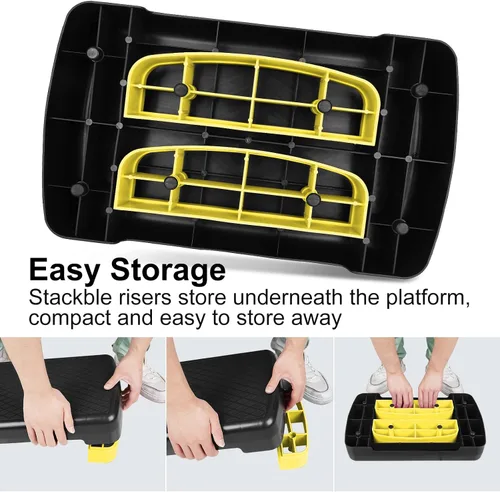 Miniatura 4 de Plataforma aeróbica de altura ajustable de 4 a 6 pulgadas, equipo de fitness, entrenamiento paso a paso, plataforma de ejercicios con 2 elevadores