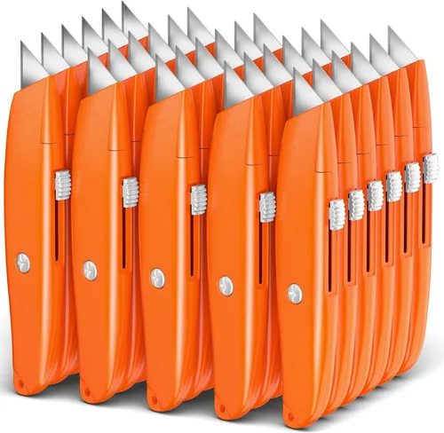 Miniatura 7 de DIYSELF Paquete de 2 cuchillos utilitarios, cortador retráctil, resistente (naranja)