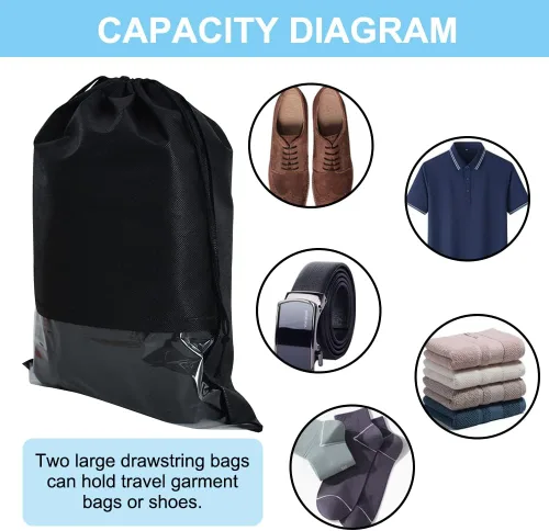 Miniatura 5 de BEISHIDA Paquete de 2 bolsas de ropa de 50 pulgadas para viajes, bolsas de traje para colgar ropa, con 2 bolsas con cordón para almacenamiento