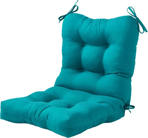 Miniatura 59 de Cojines para silla de exterior con bisagras, diseño de una sola pieza, cojín reversible para asiento y respaldo de patio con lazos, tela