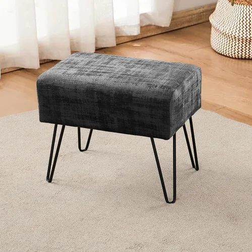 Miniatura 16 de Home Soft Things Otomana otomana de terciopelo texturizado azul, 19 x 13 x 17 pulgadas de alto, color verde ágata, banco otomano de entrada difuso