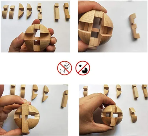 Miniatura 2 de Rompecabezas de madera hecho a mano con bola mágica, juego de inteligencia, rompecabezas de esfera para adultos