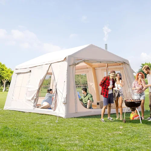 Inflatable Tent for Camping, Waterproof Oxford Large Blow Up Hot Tent with Pump, Easy Setup Inflatable Glamping House Air Tent for Family