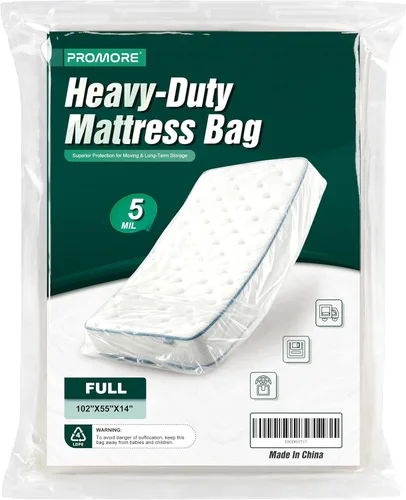 Miniatura 11 de Bolsa de colchón de plástico para mudanza o almacenamiento, tamaño individual/individual XL (1.5 mil), fundas protectoras de colchón impermeables