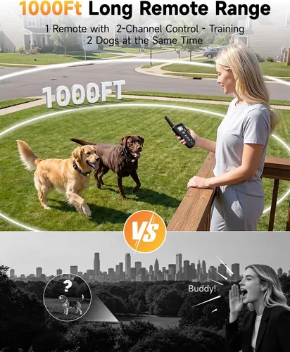 Miniatura 3 de PATPET Collar de choque para perro, collar recargable de entrenamiento para perros con control remoto para perros medianos y grandes, 3 modos