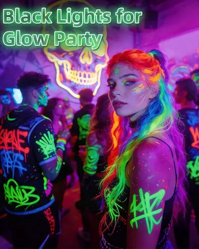 Miniatura 2 de YQNLIFA Luz LED negra de 50 W, luz de inundación de luz negra con enchufe + cable de 6 pies, luces negras impermeables IP66 para luces de Halloween