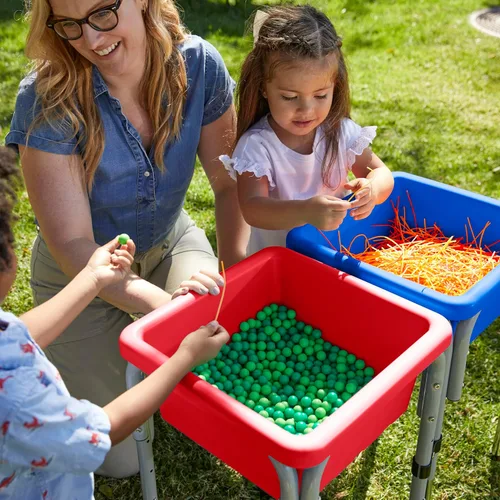 Miniatura 7 de ECR4Kids Mesas modulares de juego con arena y agua con tapas, varios colores, Azul, 1 Azul /Rojo