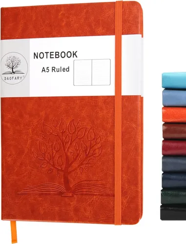 Miniatura 31 de Daofary Cuaderno A5 con rayas de cuero, 160 páginas, diario de 100gsm de papel grueso, tapa dura, con bolsillo, para trabajo, hombres y mujeres, 8.4