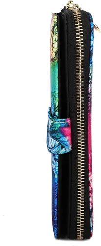 Miniatura 112 de Cartera de mano para mujer, estilo bohemio, con RFID, elegante, espaciosa con correa para viajes, capacidad para tarjetas, teléfono, dinero