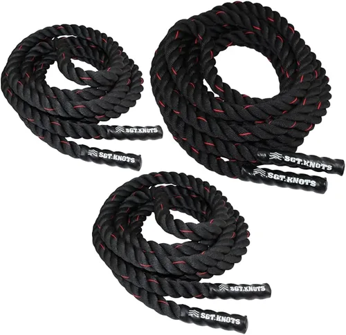 SGT KNOTS Cuerda de batalla retorcida, cuerda de ejercicio con peso para entrenamiento de fuerza, CrossFit, batalla, escalada y gimnasio (1 pulgada,