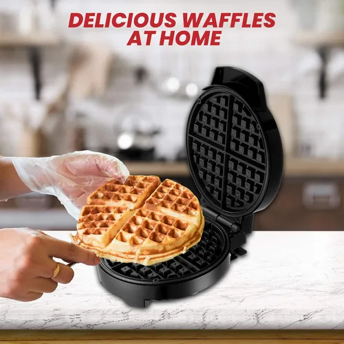Miniatura 5 de Lumme Máquina eléctrica para hacer gofres para gofres individuales, paninis, papas marrones, otros para llevar desayuno, almuerzo o merienda (negro)