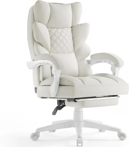 Dowinx Silla de oficina grande y alta con cojín de resorte de bolsillo, sillas de juegos de computadora de respaldo alto con reposabrazos de