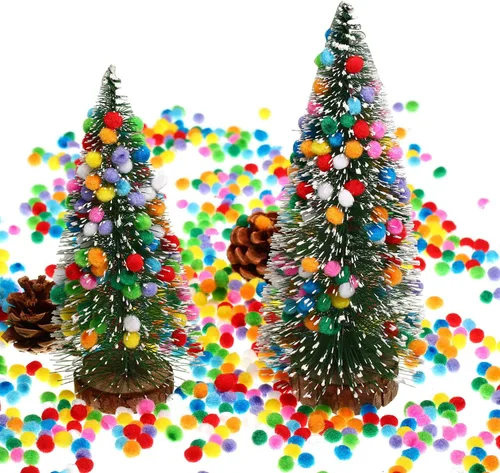 Miniatura 6 de Shappy 2000 pompones de 0.3 in para hacer manualidades, mini bolas pequeñas de Navidad de colores surtidos, pompones elásticos para suministros