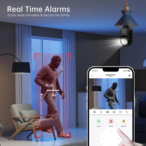 Miniatura 3 de WESECUU Cámara de seguridad de bombilla - WiFi 5G y 2.4GHz 2K, cámaras de seguridad inalámbricas para exteriores con detección de movimiento
