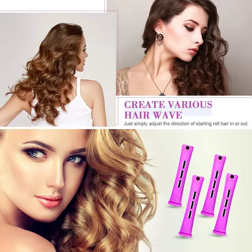 Miniatura 7 de 48 piezas de varillas para el cabello permanente, varillas cortas de onda fría, planchas de plástico para permanente, rulos de pelo con peine