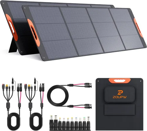Miniatura 13 de ZOUPW Panel solar portátil de 100 W con cable 5 en 1, 23.5% de eficiencia, cargador solar plegable mono para Jackery 300/Ecolow