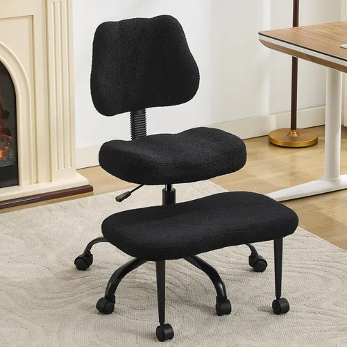 Miniatura 3 de Silla ergonómica de oficina con patas cruzadas, silla para TDAH, asiento ajustable de altura ancha, reposapiés giratorio de 360° con ruedas, silla
