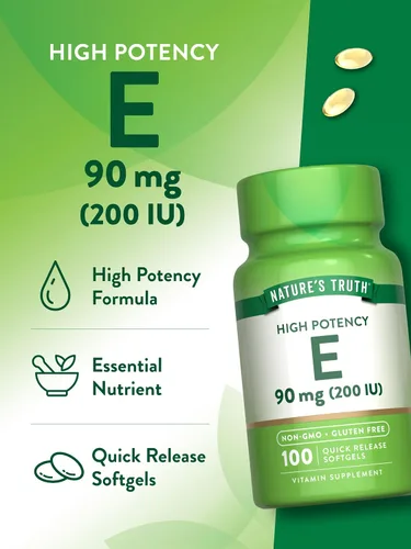 Miniatura 5 de Nature's Truth Cápsulas blandas de vitamina E 200 UI 100 cápsulas blandas Suplemento sin OMG y sin gluten