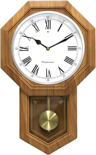 Miniatura 6 de BESTIME Reloj de péndulo de plástico 66236. Timbre Westminster cada hora, elegante, tradicional, hogar, oficina, sala de estar, dormitorio