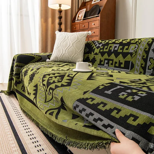 Miniatura 11 de ROOMLIFE Manta Funda Azteca Bohemia para Sofá, Decoración del Hogar Estilo Granja, Fundas de Sofá para Loveseat, Sofás de 2/3 Cojines, Apta
