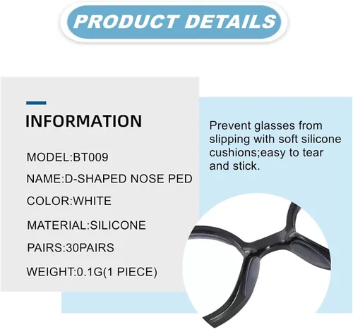 Miniatura 3 de Paquete de 60 almohadillas adhesivas antideslizantes para lentes RayBan Meta Wayfarer, almohadillas de nariz de silicona transparente para Ray-Ban