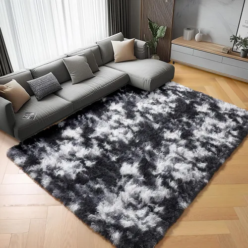 Miniatura 95 de ONASAR - Alfombra de pasillo negra de 2 x 6 pies, esponjosa, lavable, ultrasuave, afelpada, peluda, tapete para bebés, dormitorio de niños, armario
