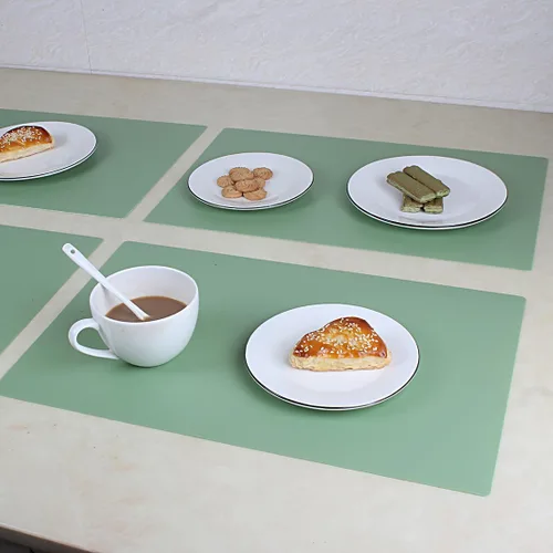 Miniatura 6 de Juego de 6 manteles individuales de plástico verde salvia, lavables para mesa de comedor, exteriores, interiores, impermeables, estilo primavera