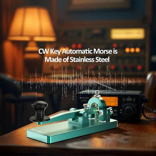 Miniatura 5 de Putikeeg CW Telegraph Key - Llave clásica de código morse de acero inoxidable resistente, radioaficionado de onda corta, oscilador de práctica