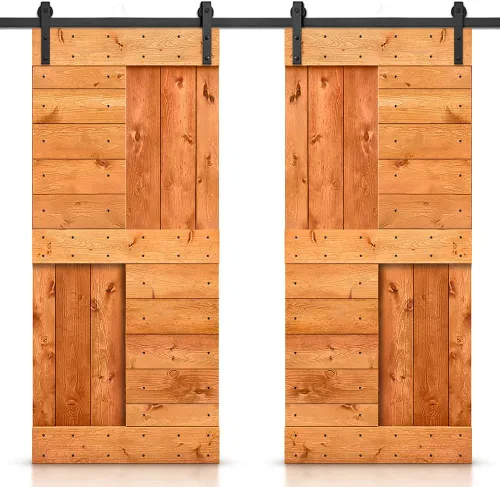 Miniatura 67 de TMS Serie N - Puerta corrediza interior de madera de pino anudada con kit de herrajes deslizantes (32 x 84 pulgadas, blanco)