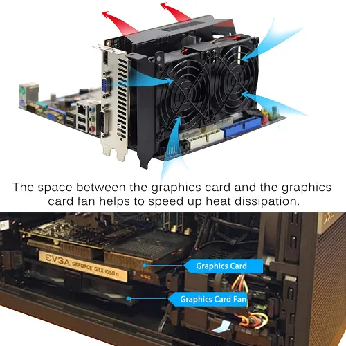 Miniatura 4 de GDSTIME Ventiladores de tarjeta gráfica, Enfriador de tarjeta gráfica, Enfriador de tarjeta de video, ranura PCI Dual 3.543 in 3.622 in