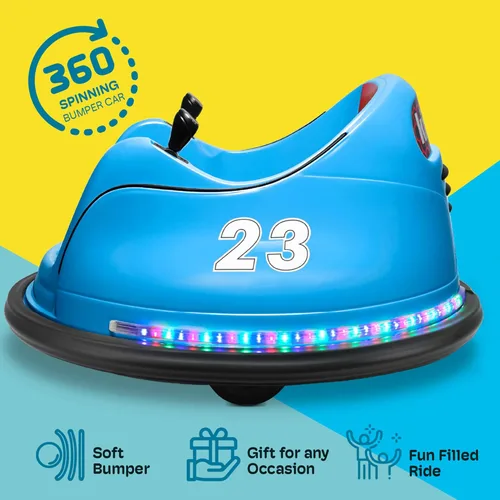 Miniatura 2 de Kidzone 360 Spin Race auto chocador recargable con control remoto, para montar, fácil y divertido, con certificación ASTM Azul